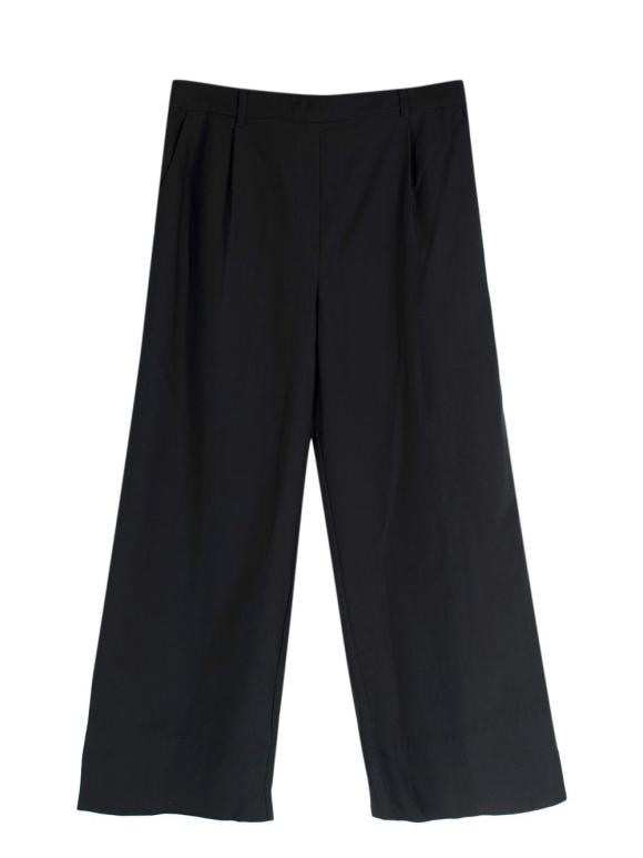 Matteau Black Cropped Wide Leg Linen Trousers