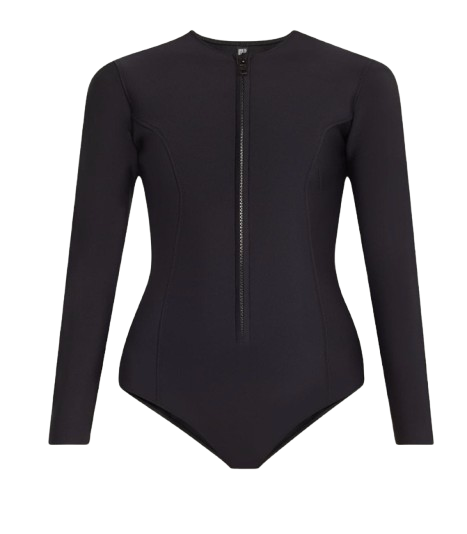 Lisa Marie Black 'The Farrah' Long Sleeve Maillot Bodysuit