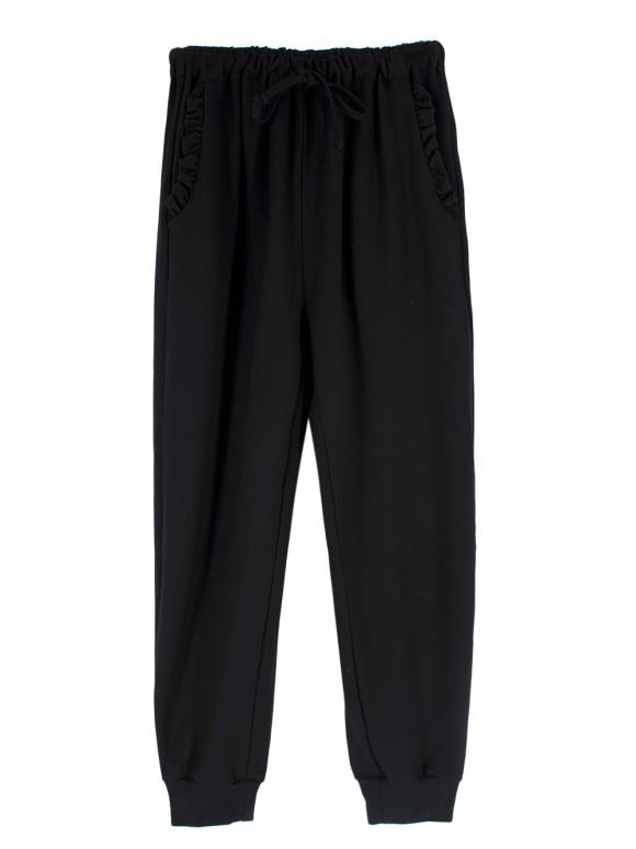 Simone Rocha Black Frill Detail Cuffed Joggers