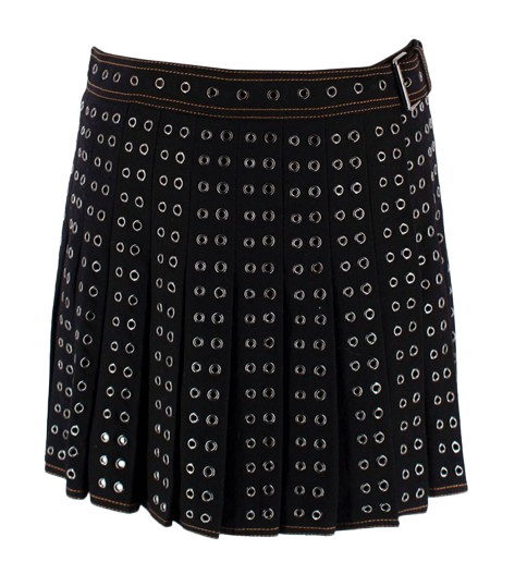 Dior Black Pleated Eyelet Mini Skirt