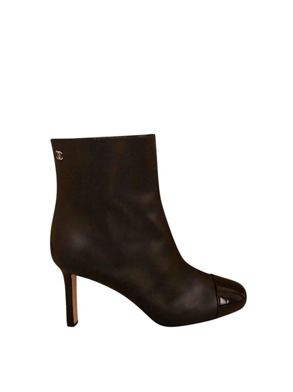 Chanel Black Leather Ankle Boots
