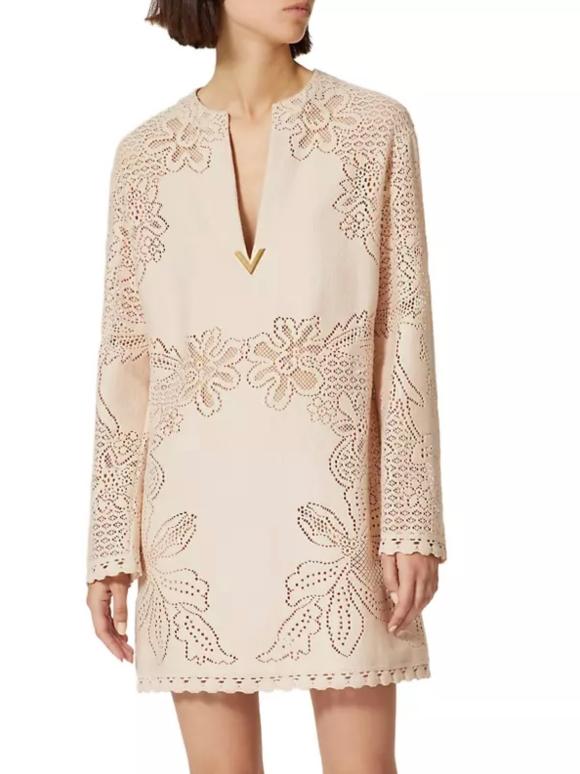 Valentino Beige Floral Cover Up Dress