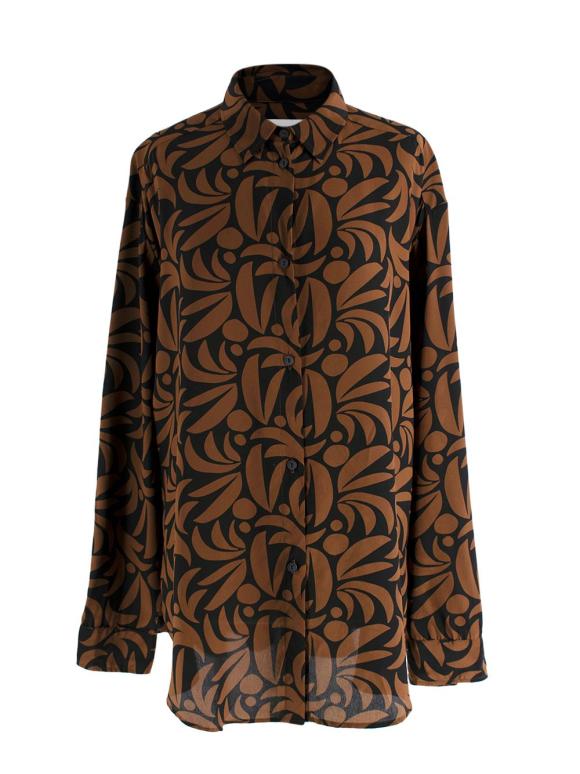 Matteau Brown Palm Printed Silk Shirt - Matching pants avaialble