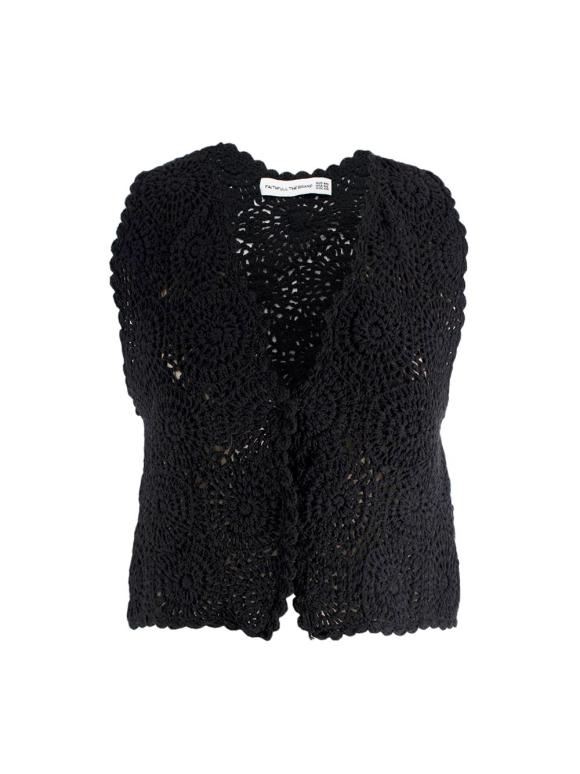 Faithful The Brand Black Net Sustain Alejandreas Crocheted Cotton Vest