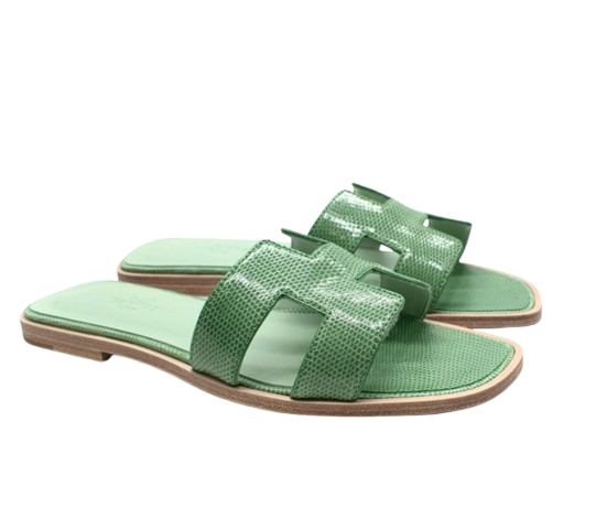 Hermes Vert Jade Niloticus  Lizard Oran Sandals