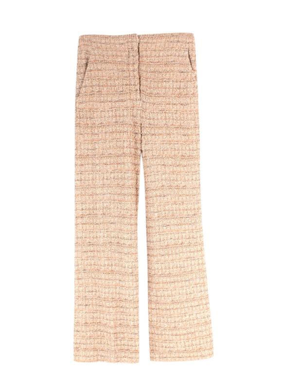 St John Beige Straight Leg Neutral Tweed Trousers