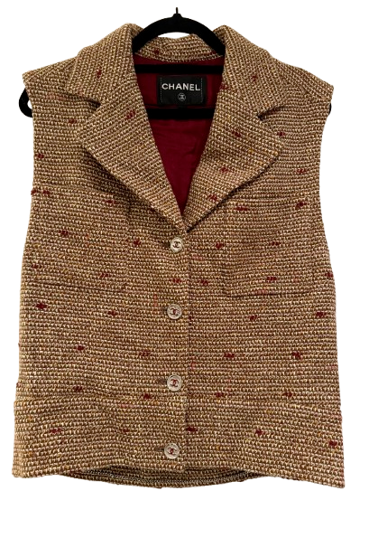 Chanel Multi Coloured Tweed Relaxed Style Button Front Vest