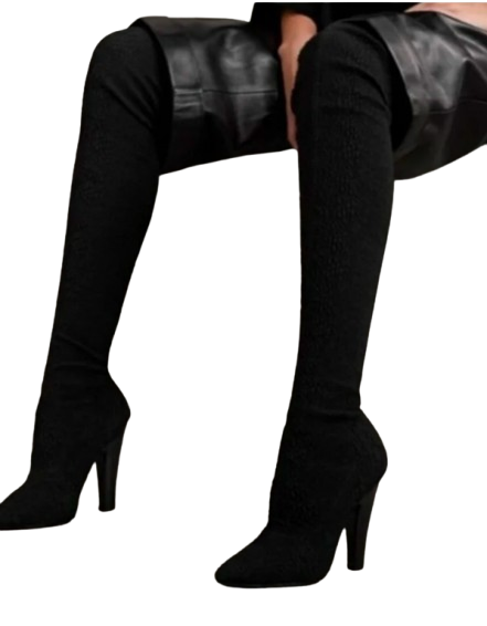 Saint Laurent Black Thigh High Boots