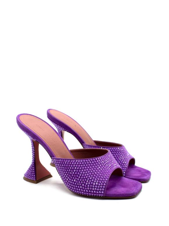 Amina Muaddi Purple Crystal Embellished Lupita Mules