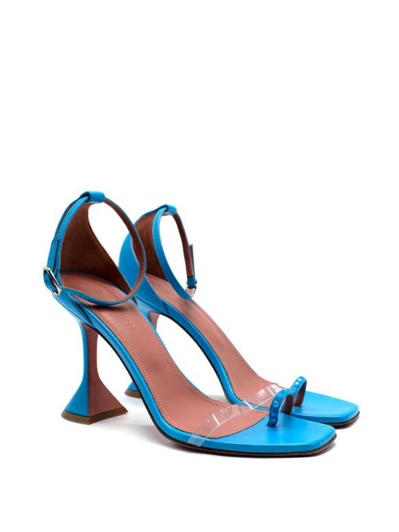 Amina Muaddi Blue Oya Heeled Sandals
