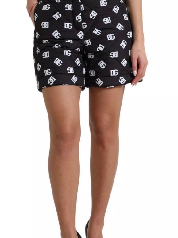 Dolce & Gabbana Black Logo Printed Padded Shorts