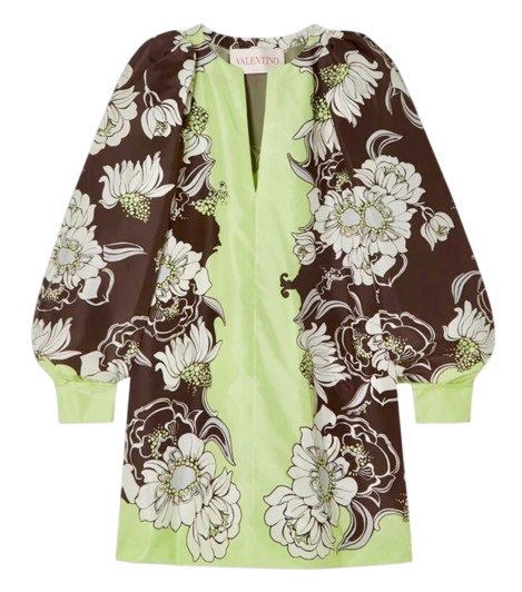Valentino Floral Print Silk Mini Dress