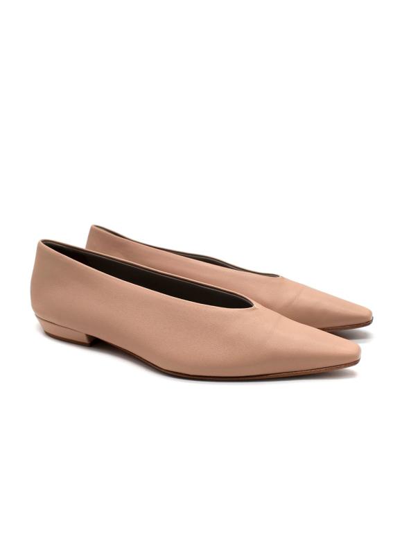 Bottega Veneta Nude Leather Almond Flat Pumps