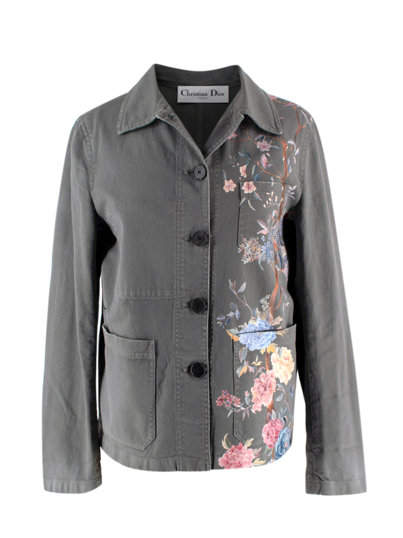 Dior Grey Floral Print Cotton Jacket