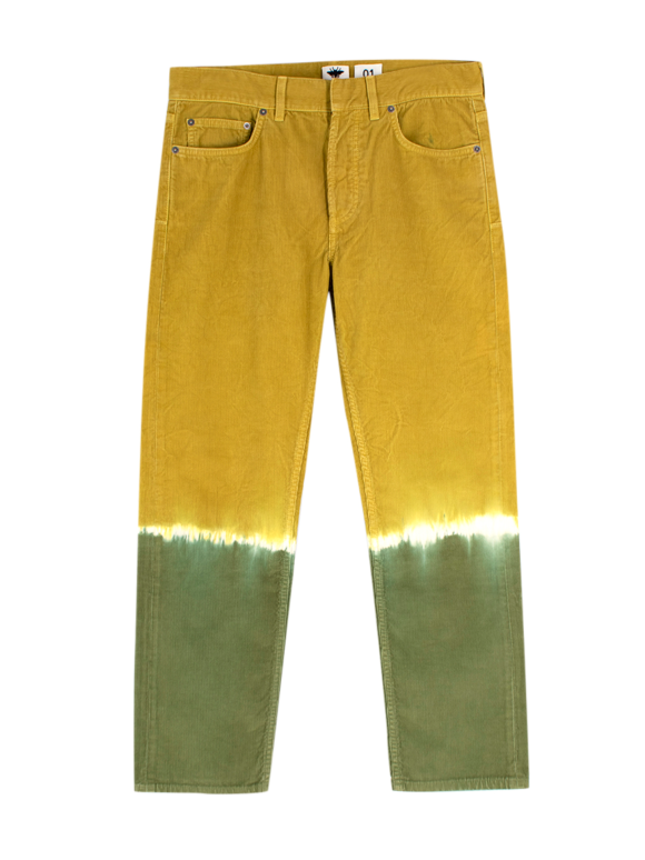 Dior Green and Yellow Tie Dye Corduroy Trousers