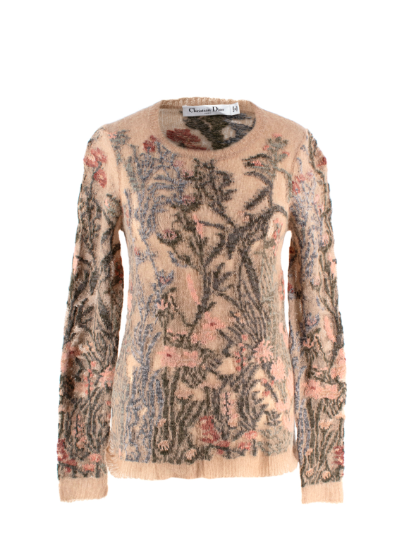 Dior  Beige Floral Mohair Blend Jumper