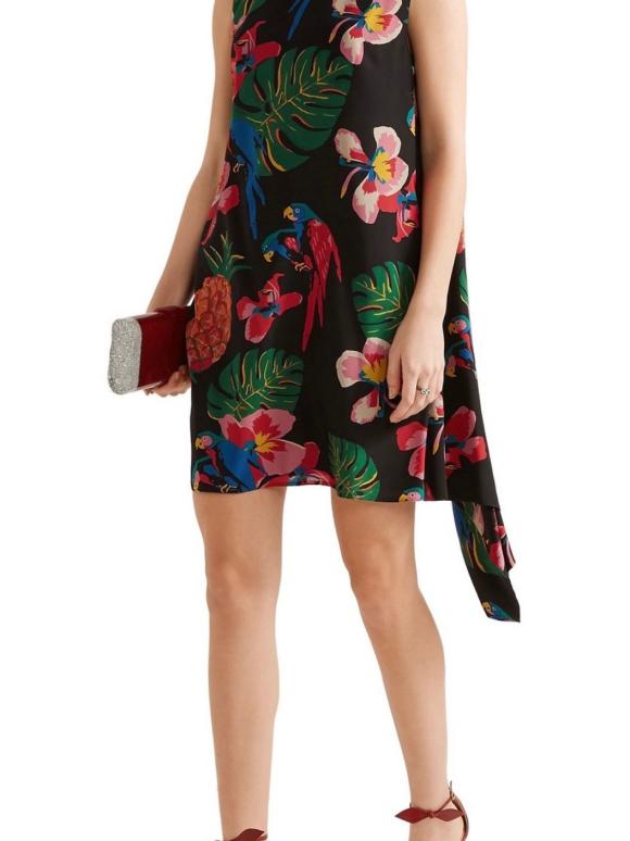 Valentino Floral Draped Mini Dress