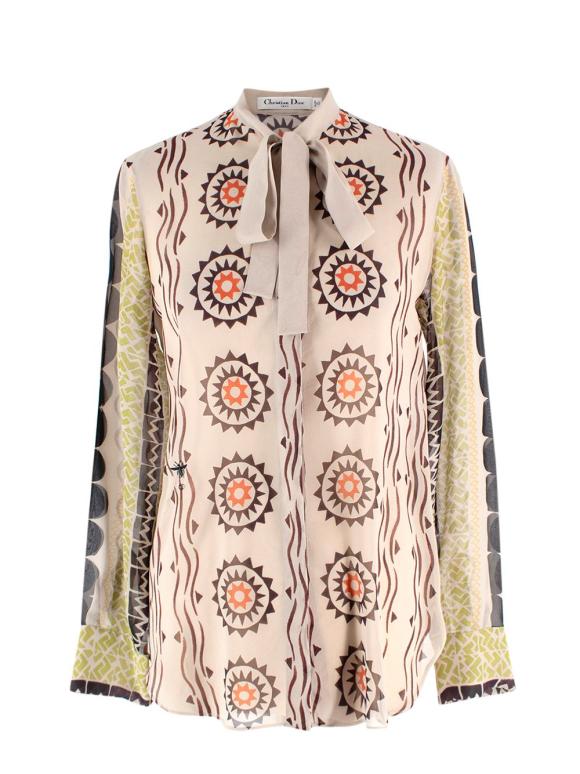 Dior Multicoloured Sheer Pussybow Silk Blouse