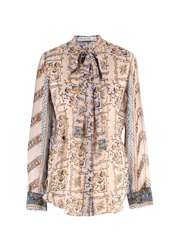 Dior Multicoloured Sheer Pussybow Silk Blouse