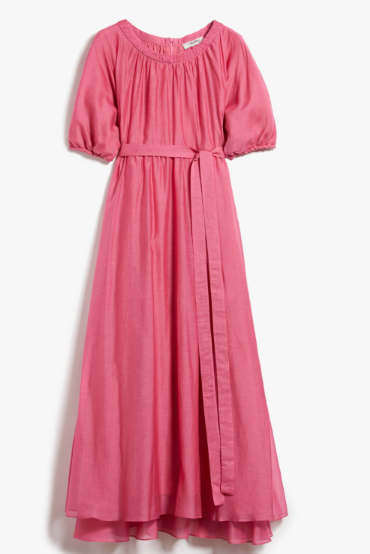 Max Mara Pink Fresia Belted Silk Blend Dress