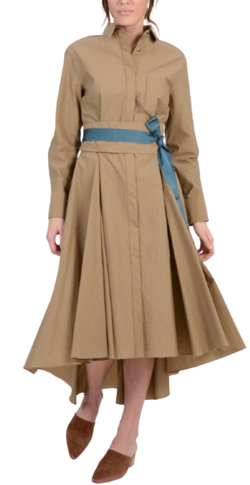 Brunello Cucinelli Tan Belted Shirt Dress