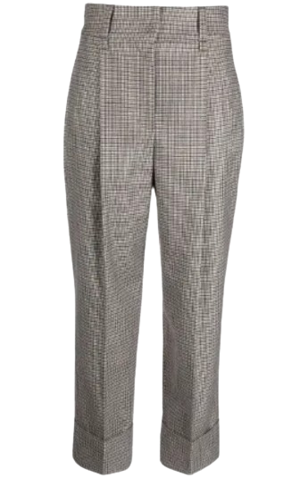 Bruenllo Cucinelli Brown Check High Waisted Trousers