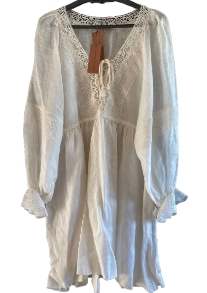 Ermanno Scervino Lace Insert Lightweight White  Cotton Tunic Dress