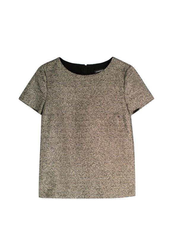 Chanel  Metallic Gold Tweed Top