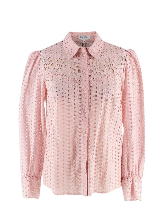 Claudie Pierlot Pink Broidere Anglaise Button Through Shirt