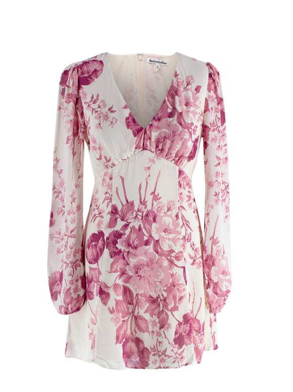 Reformation Ferris Dress in Cream with Pink Florals