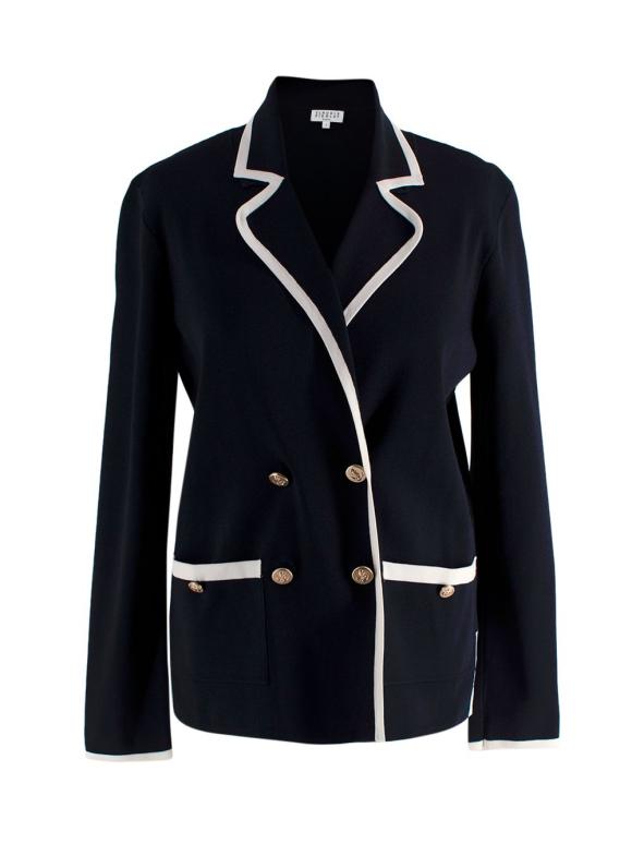 Claudie Pierlot Navy Double Breasted Knitted Blazer