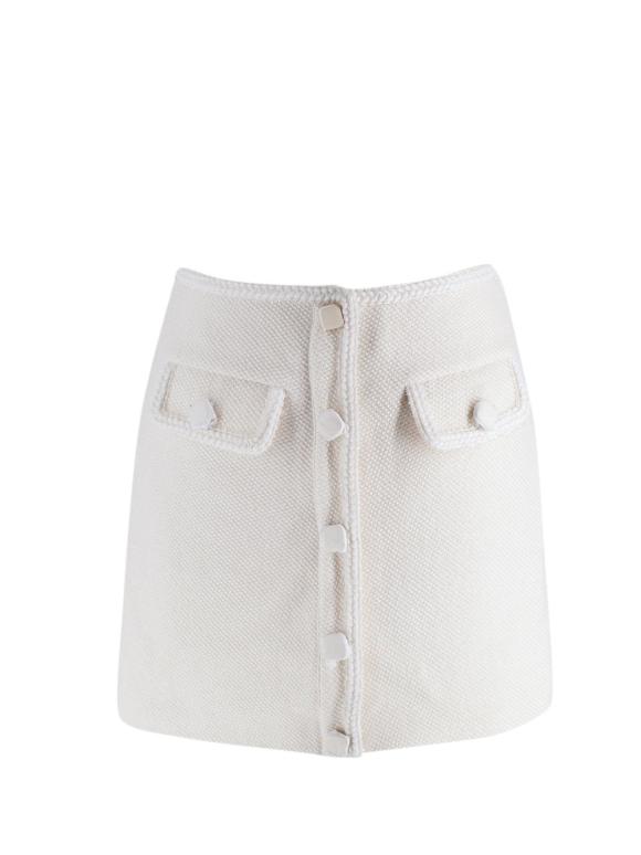 Self Portrait White Boucle Tweed Mini Skirt