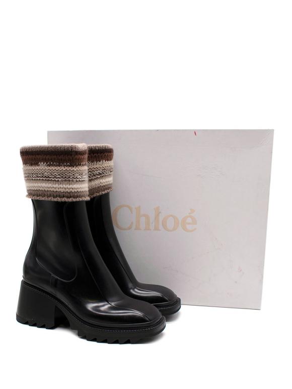 Chloe Black Betty Knitted Rainboot