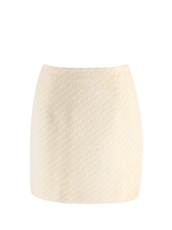 Alessandra Rich Yellow Striped Tweed Mini Skirt