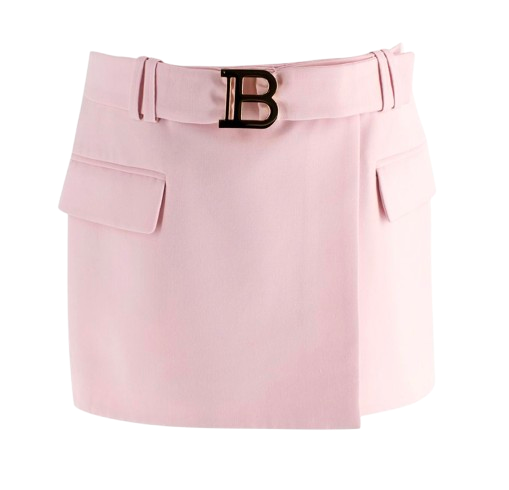 Balmain Pink Belted Mini Skirt