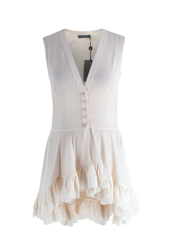 Alexander McQueen Cream Sleeveless Silk Blouse