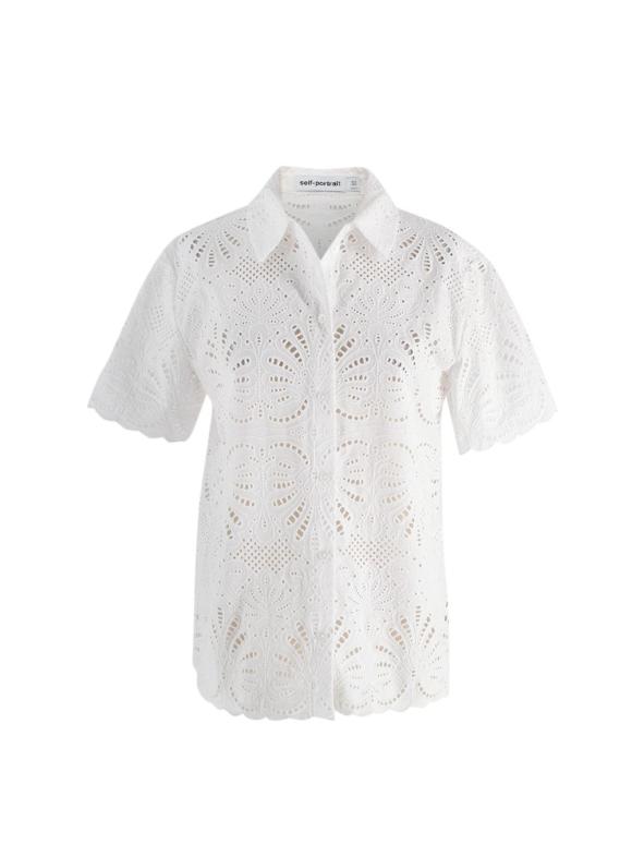 Self Portrait White Broderie Anglaise Shirt