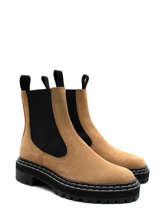 Proenza Schouler Sandy Brown Suede Chelsea Boots