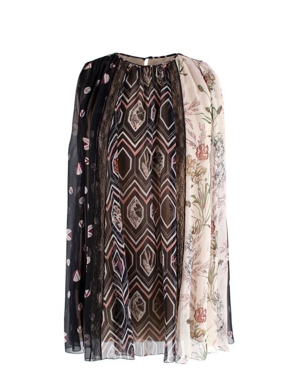 Giambattisa Valli Printed Cape Effect Silk Blouse