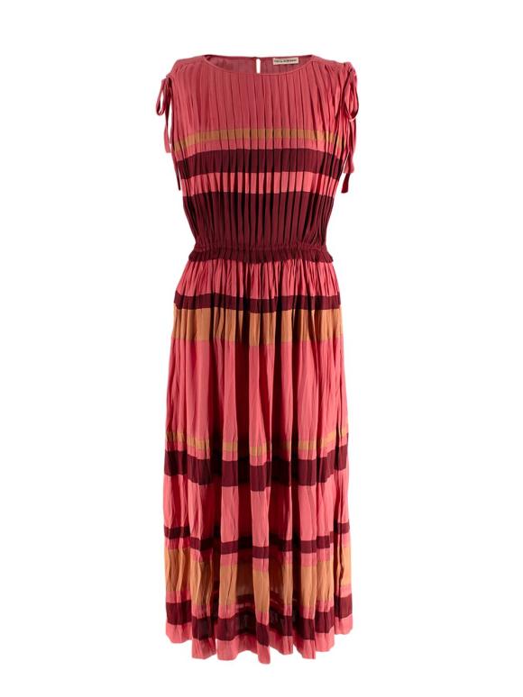 Ulla Johnson Pink Pleated Striped Dress