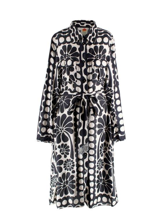 Farm Rio Black and White Tie Shirt Dress