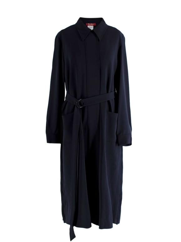 S Max Mara Navy Belted Shirt Dress