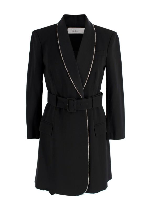 A.L.C Diamante Trimmed Black Blazer Belted Dress