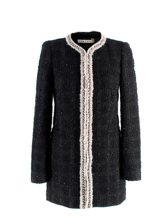 Alice + Olivia Black Andreas Midnight Boucle Jacket