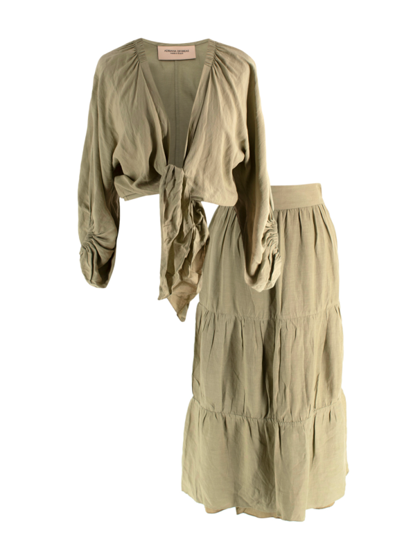 Adriana Degreas Pale Green Midi Skirt and Top Coord