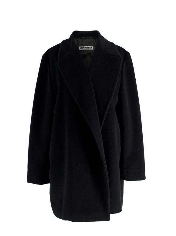 Jil Sander Black Soft Angora Wool Blend Coat/Jacket