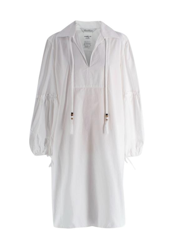 Max Mara White Fedora Balloon Sleeve Dress