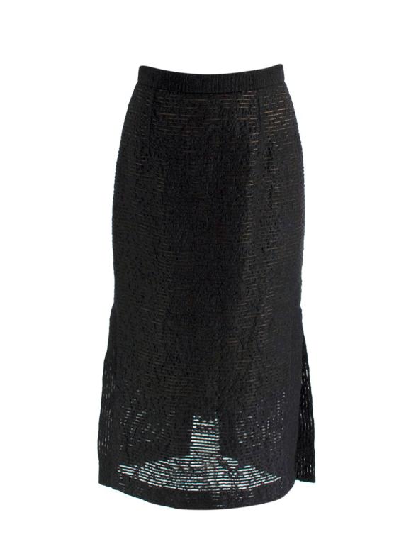 Roland Mouret Black Slit Midi Skirt