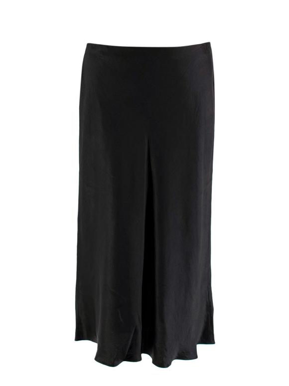 Vince Black Satin Midi Skirt
