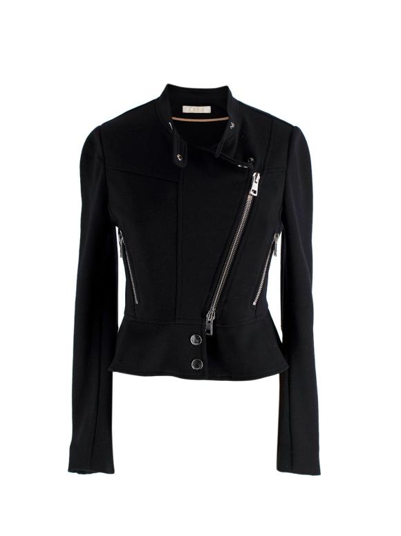 Chloe Black Virgin Wool Peplum Biker Jacket